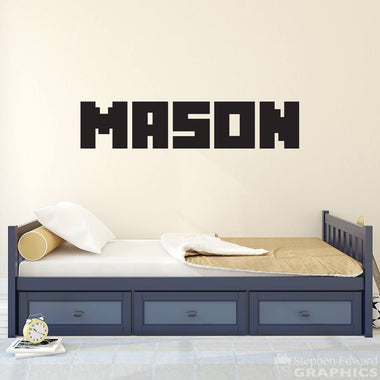 Gamer Wall Decal | Personalized Boy Name Vinyl | Video Game 8-Bit Decor