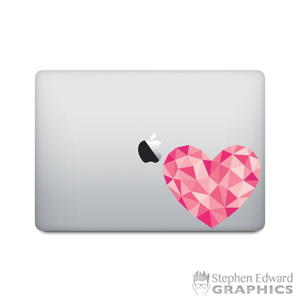 Geometric Heart graphic laptop decal. Pink colors.