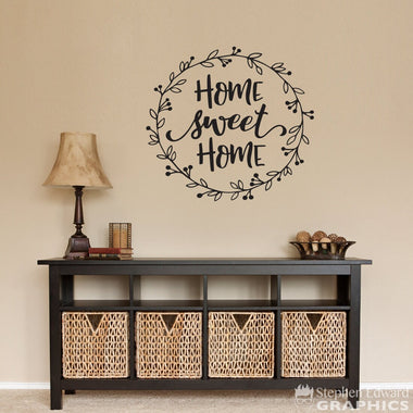 Home Sweet Home Decal | Farmhouse Decor | Laurel Wall Vinyl Sticker