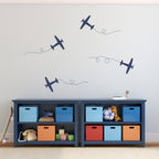Plane Decal - Airplane Room Decor - Biplane Wall Art - Medium Size Set of 4