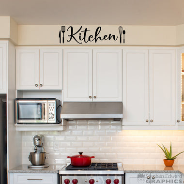 Kitchen Decal | Kitchen Utensils Wall Art | Spoon Whisk Spatula Knife Decor