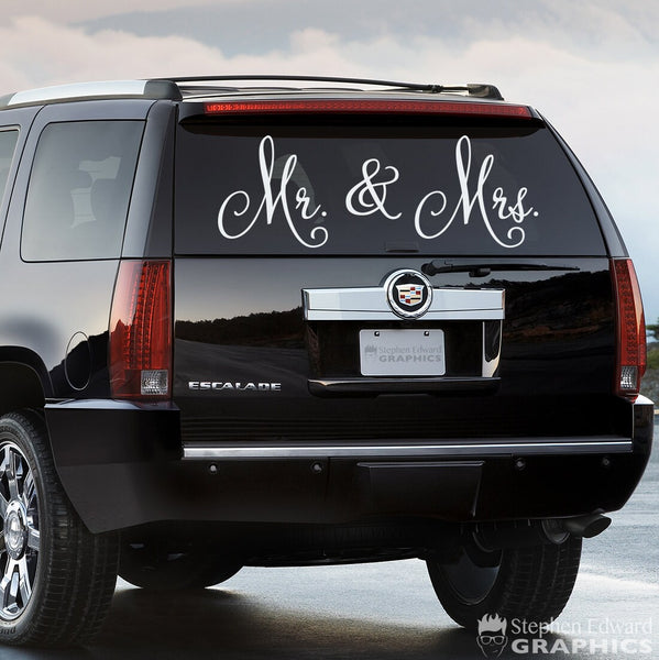 Mr. & Mrs. Car Decal | Just Married Vinyl Sticker | Vehicle Decal ...