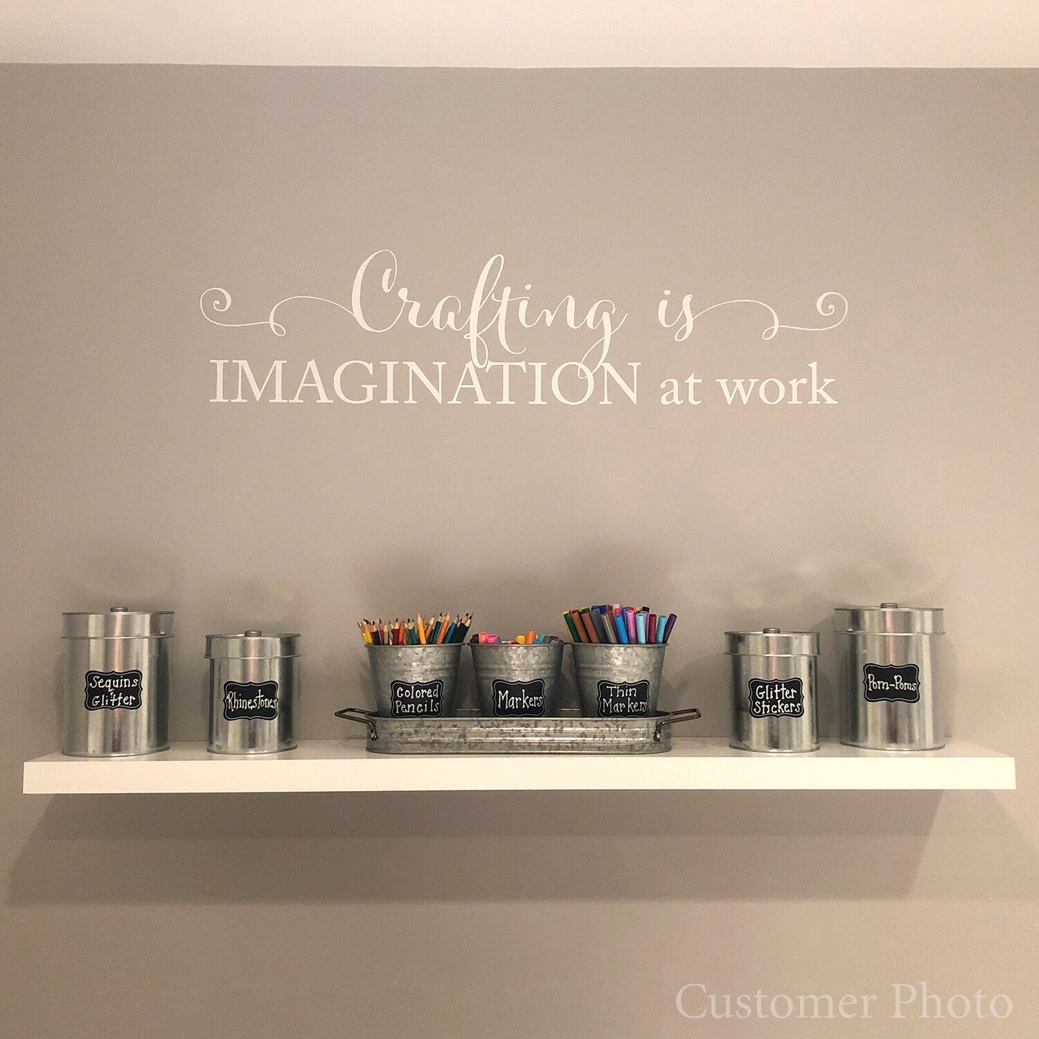 Crafting is Imagination at work Decal | Craft Room Decal | Art Studio Wall Sticker | Imagination Wall Art