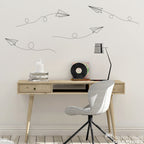 Paper Airplanes Decal Set - Office Wall Decor - Airplane Decal - Craft Room Wall Art