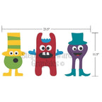 Monster Wall Decals Set of 3 Vinyl Wall Art - Children Wall Decals - Group 2