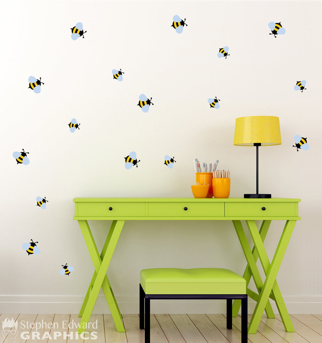 Bee Wall Decal | Set of 17 Bumblebees | Wall Sticker
