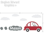 Personalized Car Decal with Boys Name - Boy Bedroom Wall Sticker - Vinyl Wall Decal - Children Wall Decals