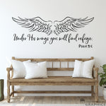 Under His wings you will find refuge Wall Decal | Bible Verse Quote | Christian Decor Vinyl | Psalm 91:4
