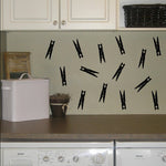 Clothespins Wall Decals - Set of 14 Clothes Pins - Laundry Wall Art - Laundry Room Decor