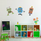Cute Robots Decal - Group Vinyl Wall Art - Children Wall Decals