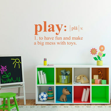 Play Wall Decal - Dictionary definition for Child's Bedroom - Playroom Decor