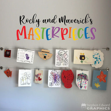 Masterpieces Personalized Wall Decal | Children Artwork Display Decal | Kid Name Decal