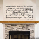 I will rescue those who love me Decal | Bible Verse Quote | Christian Vinyl Decor | Psalm 91:14-16