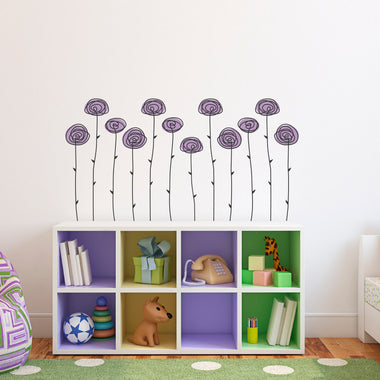 Handdrawn Roses Wall Decal Set. Set of 12.