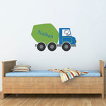 Cement Truck with Name and Initial Wall Decal | Wall Sticker