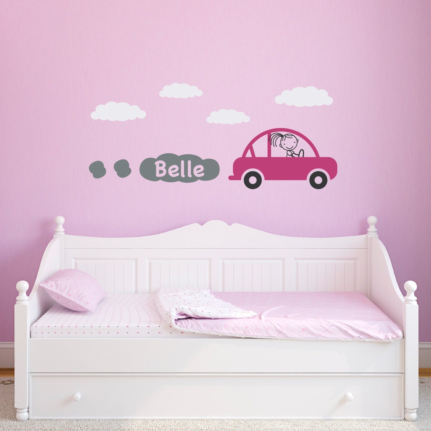 Car with Girls Name Wall Decal | Wall Sticker