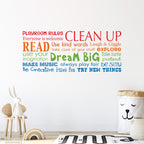 Playroom Rules Decal - Have Fun - Read - Dream Big - Make Music - Multiple Color Version - Horizontal Large