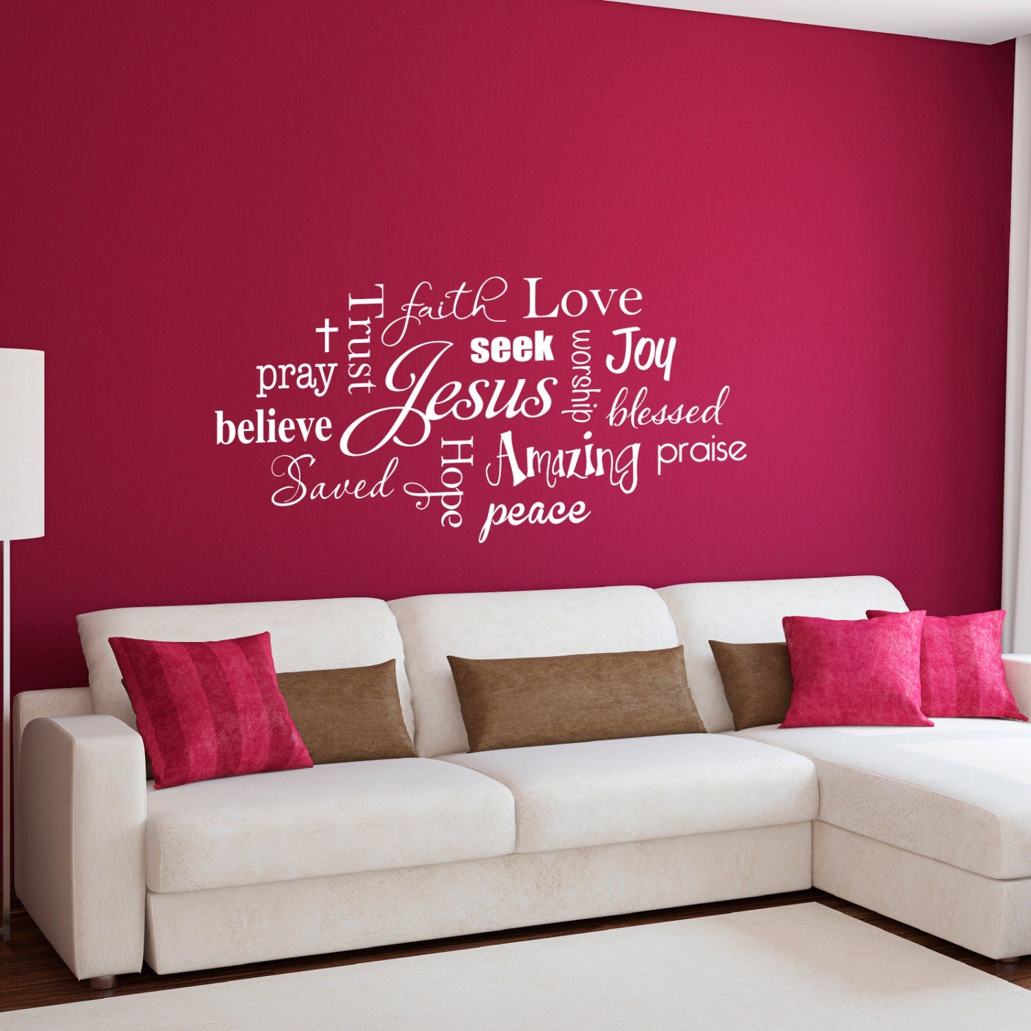 Jesus Wall Decal | Christian Subway Art Decor | Trust Joy Faith Love Pray Vinyl