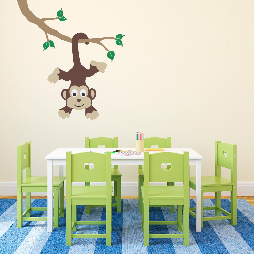 Monkey on a Branch Wall Decal (Ceiling) - Monkey Decal - Children Wall Decals