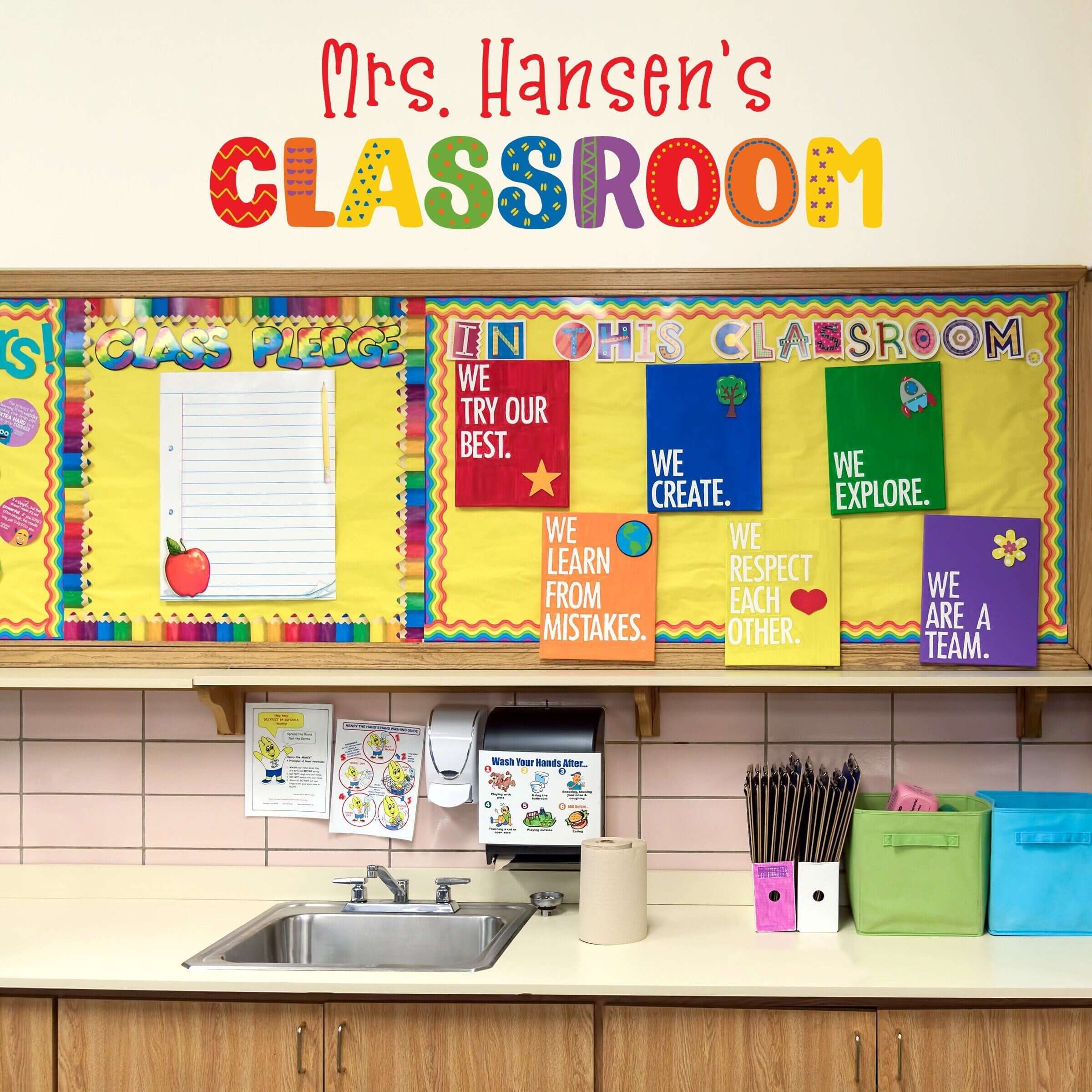 Classroom Decal with Personalized Teacher Name | School Wall Decor | Multiple Colors