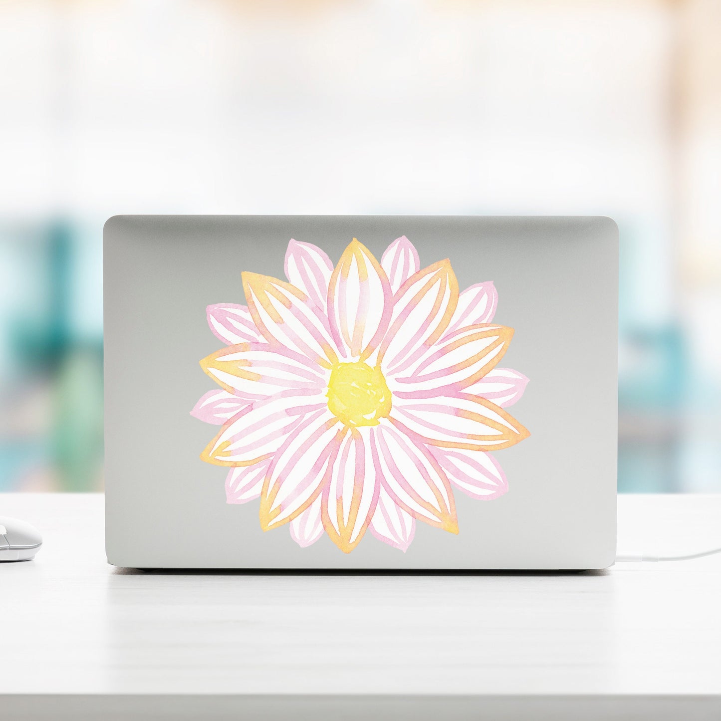 Light Pink Watercolor Flower Laptop and Tablet Decal | Sticker