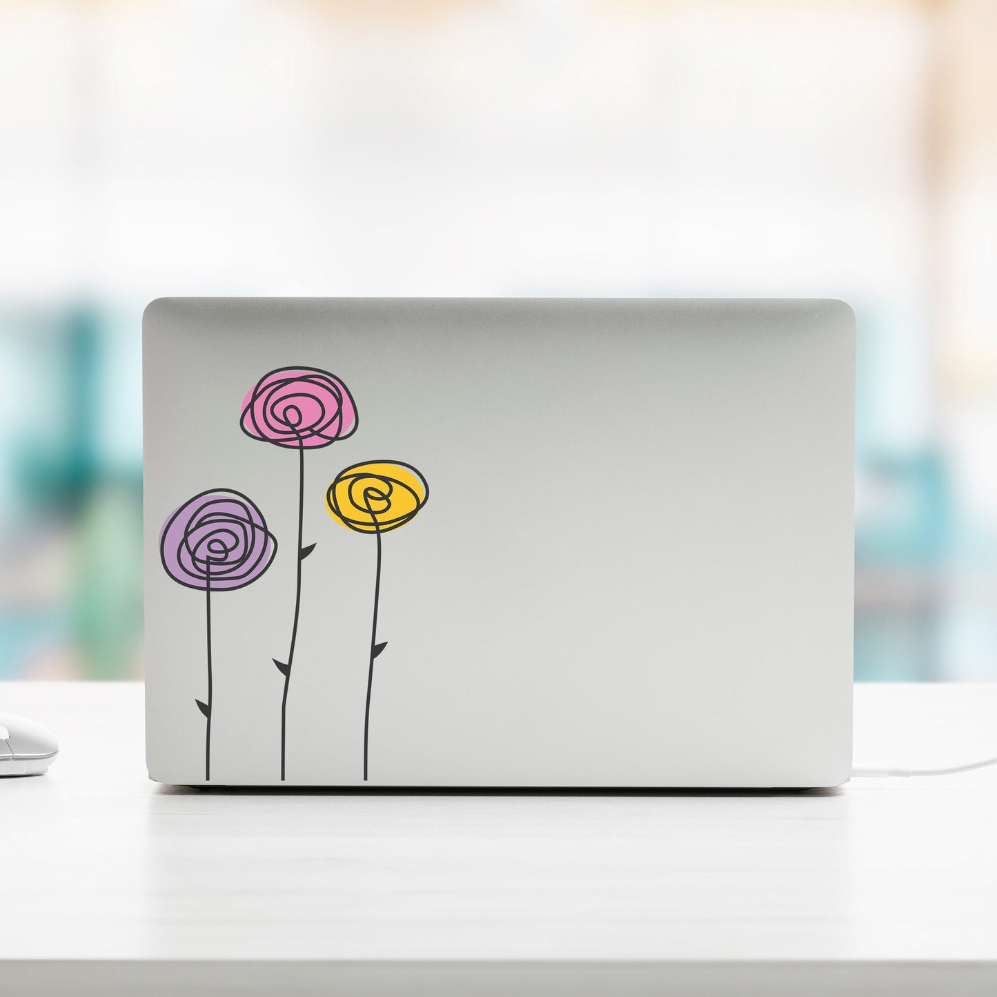 Hand Drawn Roses Laptop and Tablet Decal | Sticker