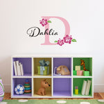 Personalized Flower Wall Decal set. Hibiscus Flowers.