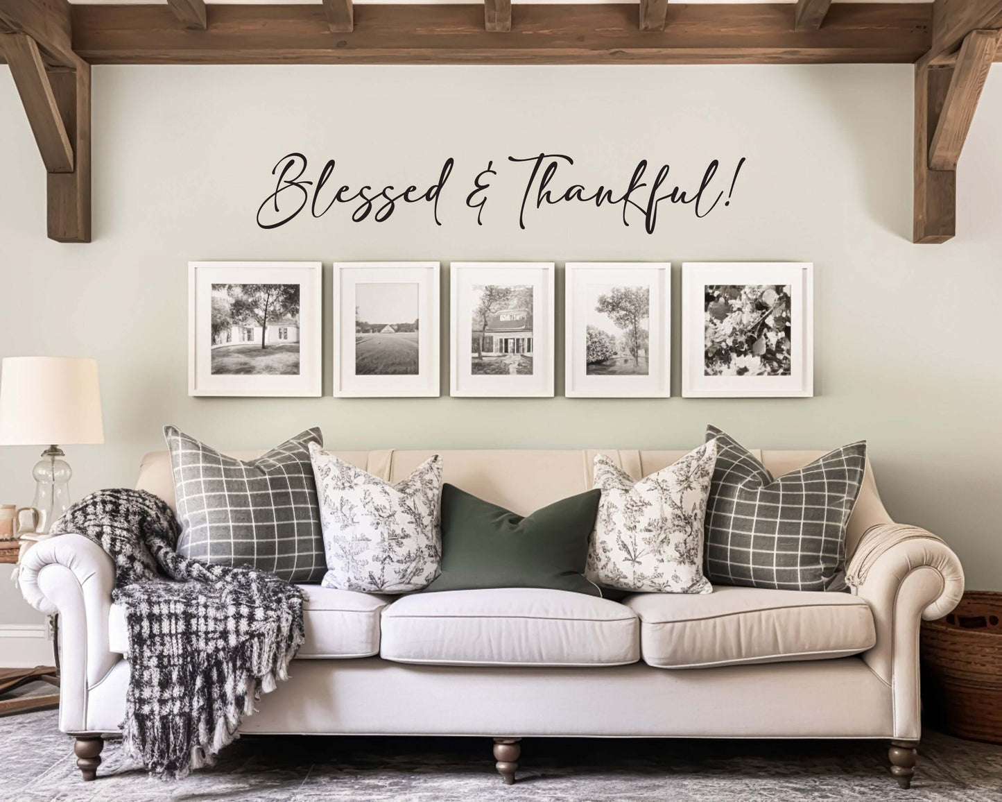 Blessed & Thankful Wall Decal | Gallery Wall Decor | Family Quote for Living Room | Mom Gift