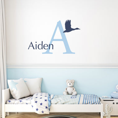 Personalized Name & Duck Decal | Boy Bedroom Decor Wall Sticker