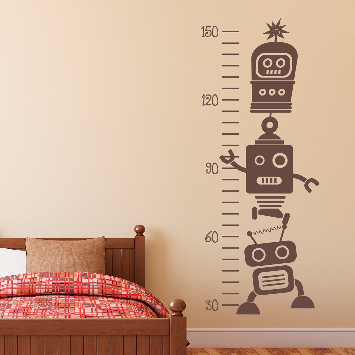 Robot Growth Chart Wall Decal | Robot Vinyl | Children Bedroom Wall Decal