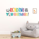 Reading Will Take You Everywhere Wall Decal | Inspirational Classroom Decor for Teachers and Kids | Motivational Quote Vinyl Sticker