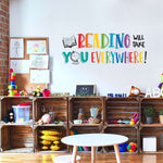 Reading Will Take You Everywhere Wall Decal | Inspirational Classroom Decor for Teachers and Kids | Motivational Quote Vinyl Sticker