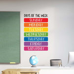 Days of the Week Wall Decal in Rainbow colors. Classroom Wall Art Decor.