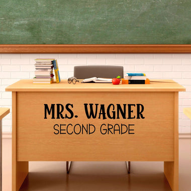 Teacher Name and Grade Decal. Whimsical font style. Classroom Decor.