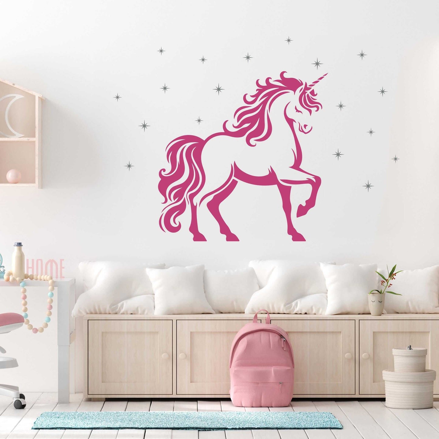 Unicorn and Sparkles Wall Decal Set | Girl Bedroom Wall Art | Fairy Tale Decor