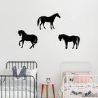 3 horse silhouettes wall decal set.