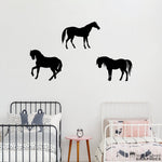 3 horse silhouettes wall decal set.