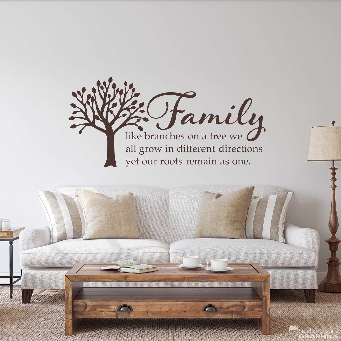 Family like branches on a tree we all grow in different directions yet our roots remain as one. Tree graphic Wall decal.