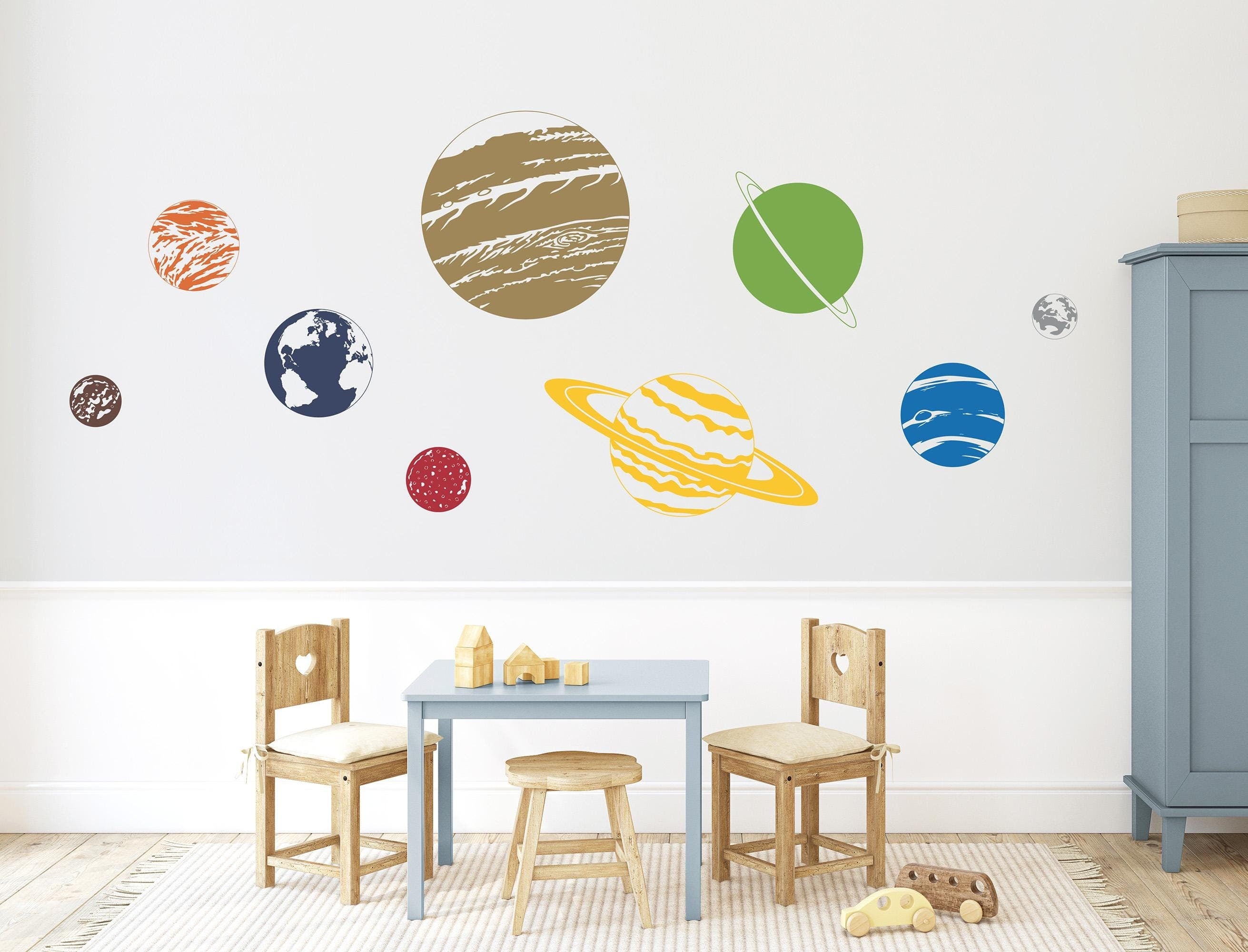 Solar System Decal Set. Children Wall Art.