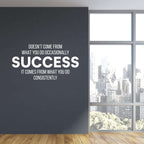 Success Wall Decal. Doesn't come from what you do occasionally. It comes from what you do consistently. Office Decor.