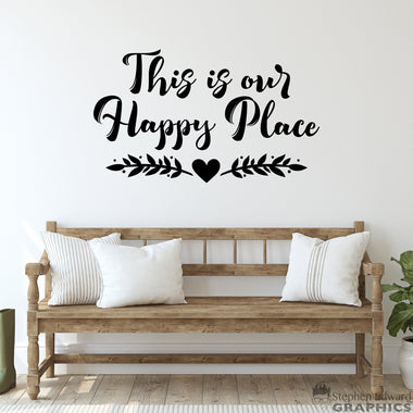 This is our Happy Place Wall Decal. Leaf graphic with heart in the middle.
