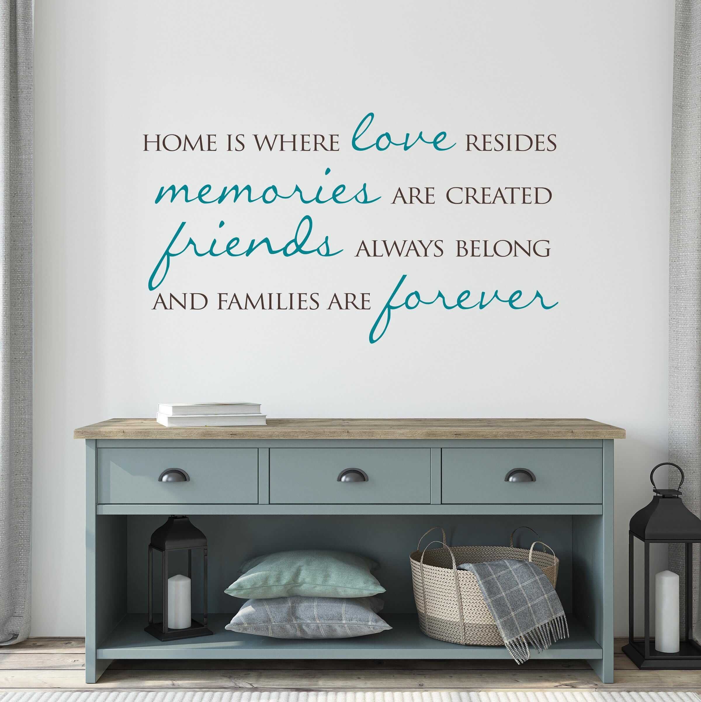Home is where love resides Decal. Memories are created Friends always belong and Families are forever