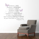 Philippians 4:8 Christian Decal. Butterfly decals