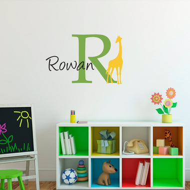 Giraffe Wall Decal Set. Custom Name. Children Bedroom Decor.