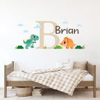 Personalized Cute Dinosaur Decal Set. Little Boy Bedroom Decor.
