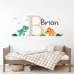 Personalized Cute Dinosaur Decal Set. Little Boy Bedroom Decor.