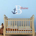 Personalized Nautical Decal Set. Anchor, Initial & Name.