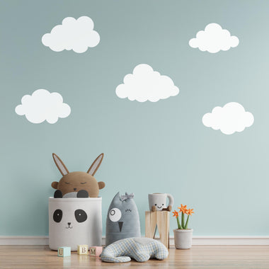 Puffy Cloud Decal Set. Set of 5. Kids Wall Decor.