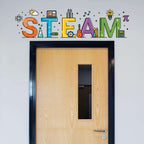STEAM graphic wall decal. Classroom decor. Graphics representing Science, Technology, Engineering, Art and Math.