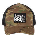 Beer & BBQ | Men's Trucker Cap | Mesh Hat | Nerd Hat | Drinking Hat | Unisex | Funny Hat